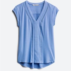 Daniel Rainn Pleat and Crochet Detail Knit Top